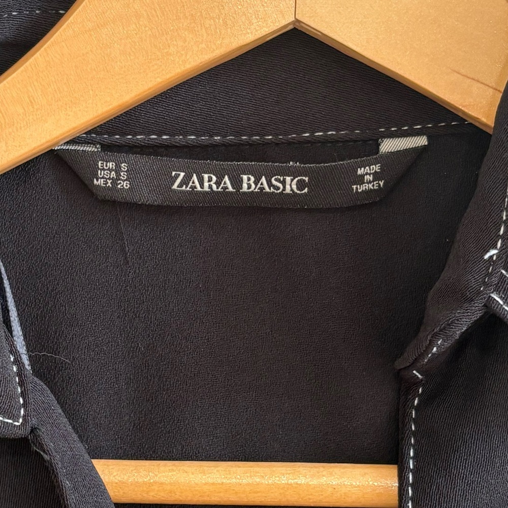 Zara Basic Button Down Shirtdress Size Small Blac… - image 2